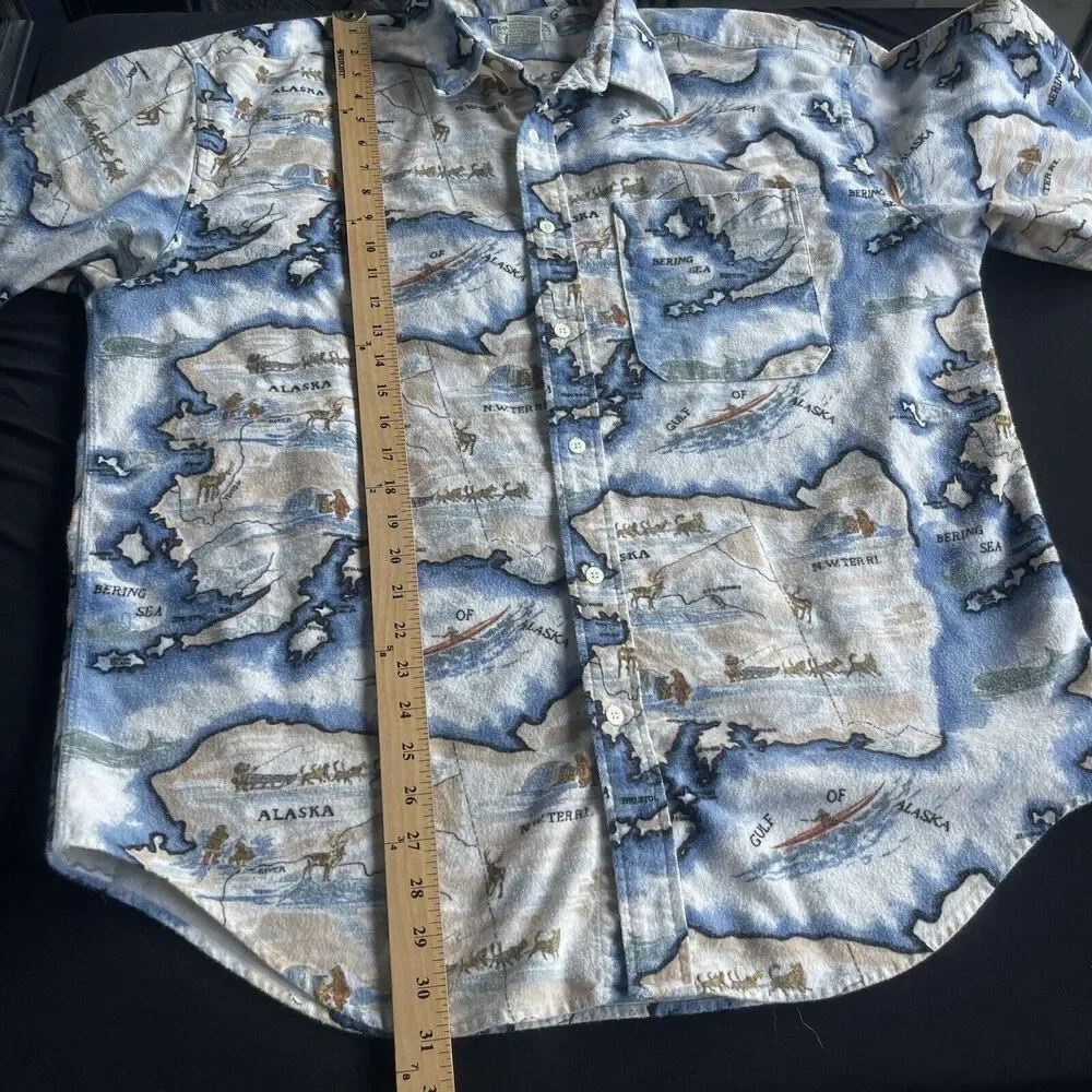 Banana Republic Safari Travel Shirt‎ Mens Large Button Up Flannel Travel AOP 90s